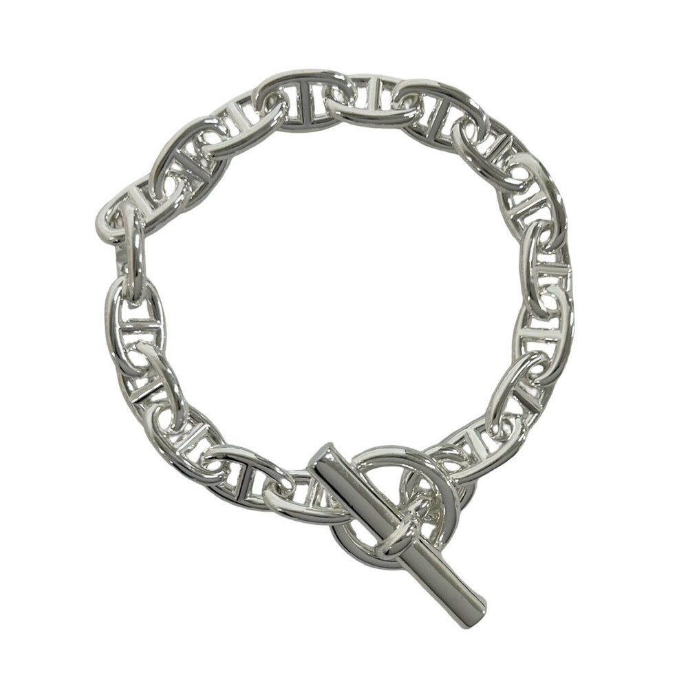 HERMES Chaine d'Ancre MM 18-link bracelet, sterling silver 925 chain bangle a...